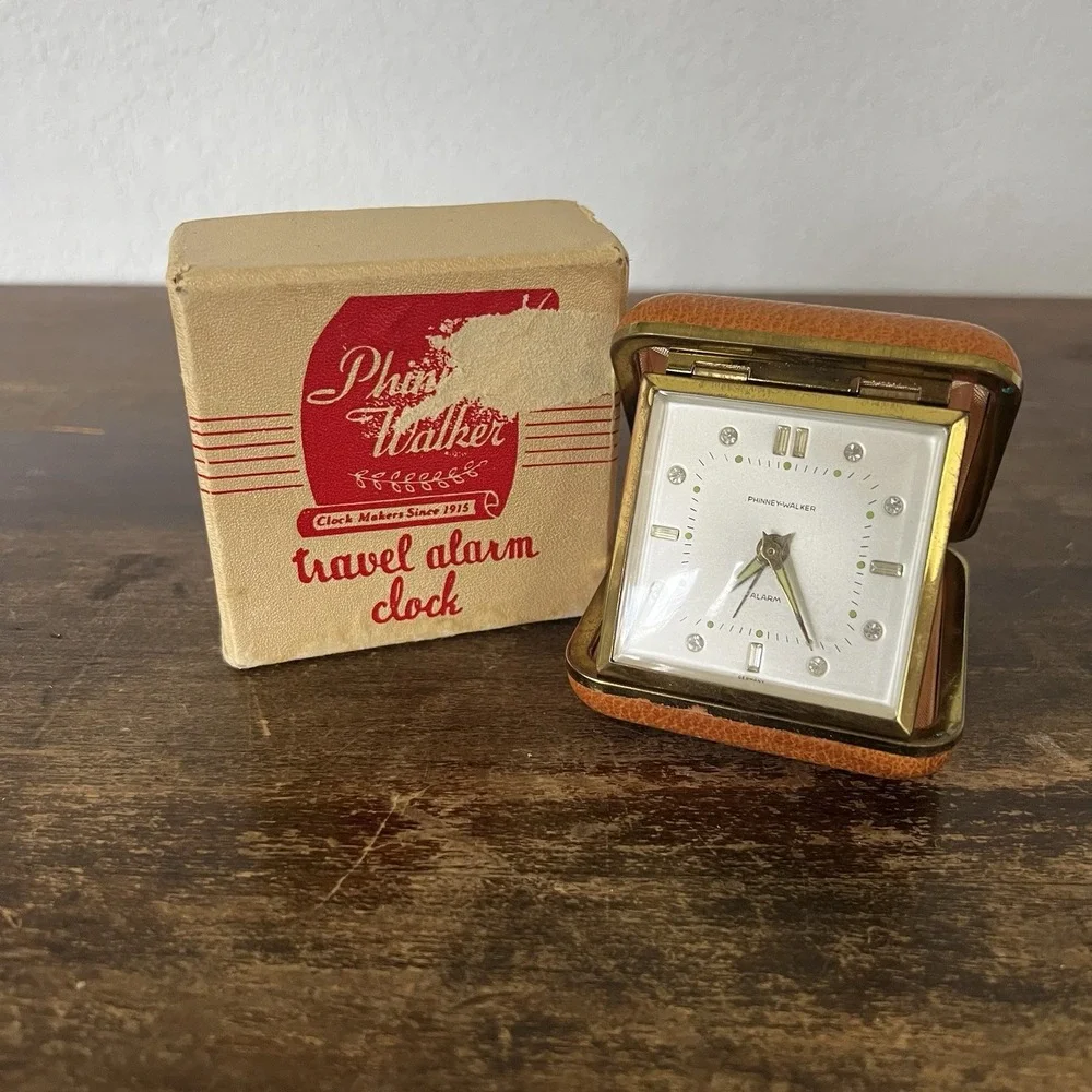 VTG MCM Phinney Walker Traveling Folding Alarm Clock In Box Germany‎ UNTESTED